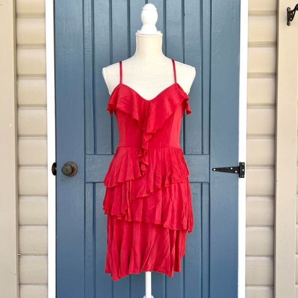 Bebe 2000s Red ruffle dress with spaghetti straps - Picture 1 of 7